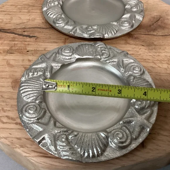 ⚫️ Pair of Sanibel Shores Pewter / Aluminum Crafted Candle Holders - Decor - Picture 14 of 16